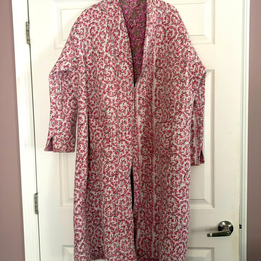 Quilted Handmade Reversible Women's Jacket pockets Granny Floral